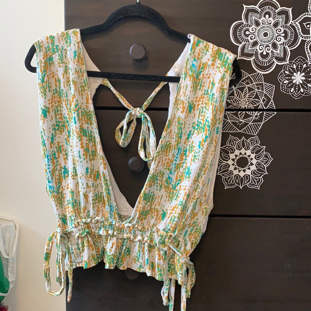 Valija Gotta Top XL turquoise and mustard print.